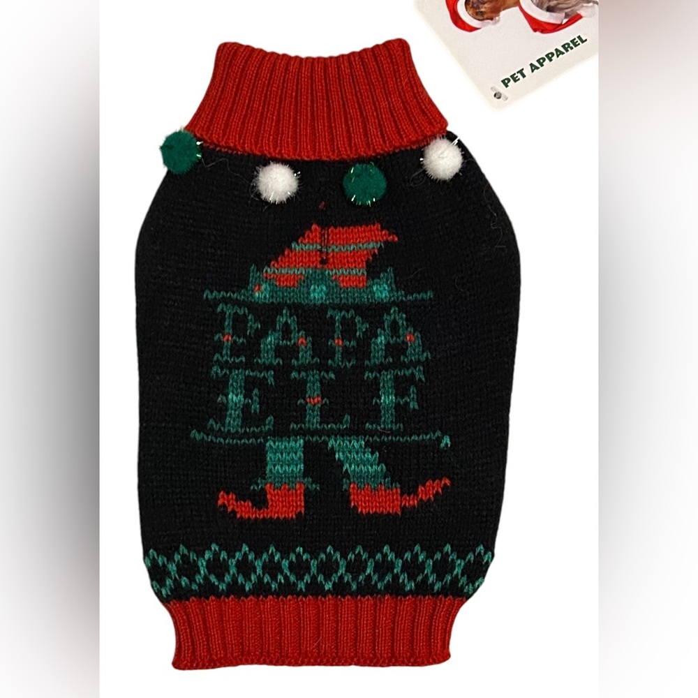 Pet Apparel Papa Elf Dog Sweater SZ XS